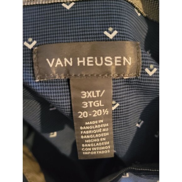 Van Heusen Mens Big & Tall Stretch Wrinkle-Free Short Sleeve Button-Up Shirt Nav - Picture 7 of 11